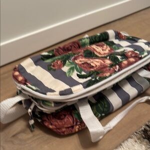 Floral Striped Makeup Bag. Perfect for all makeup needs.